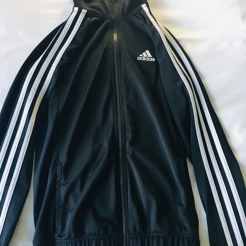 Barely worn black and white Adidas zip up jacket